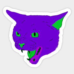 Vaporwave Cat - Vibrant Purple Sticker